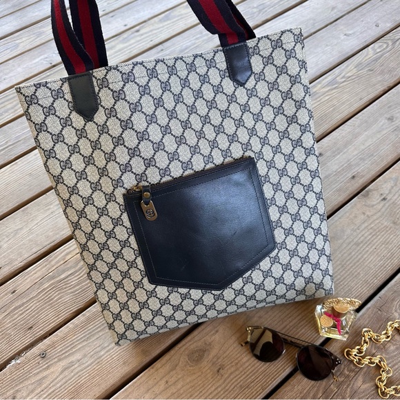 Gucci Vintage Sherry Line Supreme GG Tote Marmont Navy - Picture 16 of 16